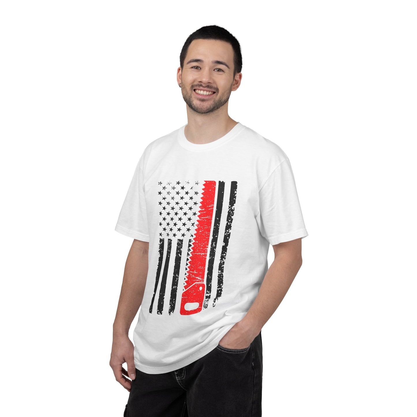 Saw Blade American Flag T-Shirt – Patriotic Carpenter / Woodworker Tee
