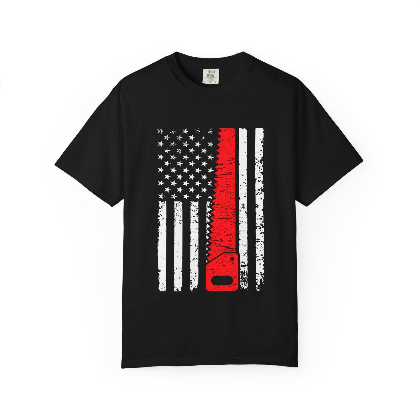 Chainsaw Thin Red Line American Flag T-Shirt