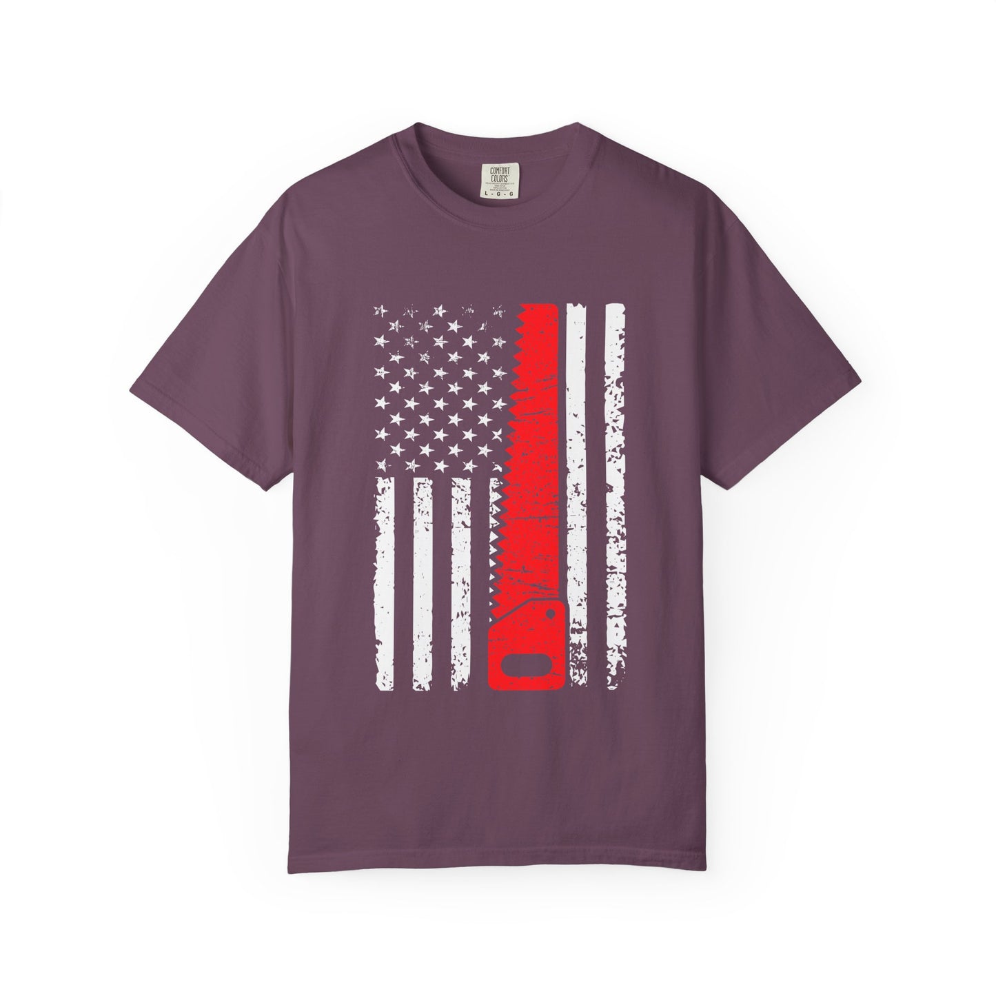 Chainsaw Thin Red Line American Flag T-Shirt
