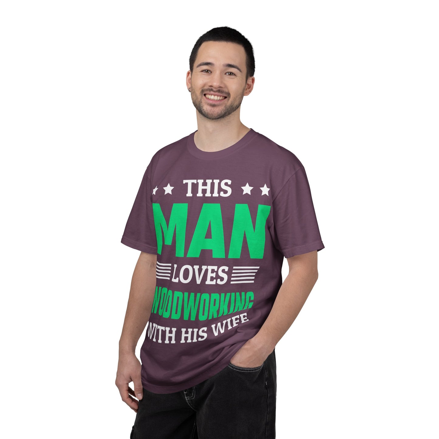 Woodworking T-Shirt — "This Man Loves Woodworking With His Wife" Gift