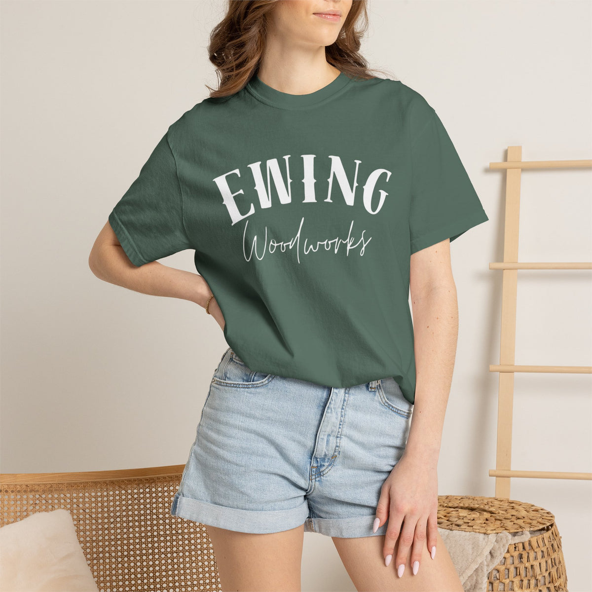 Ewing Woodworks Logo T-Shirt — Garment-Dyed Casual Tee