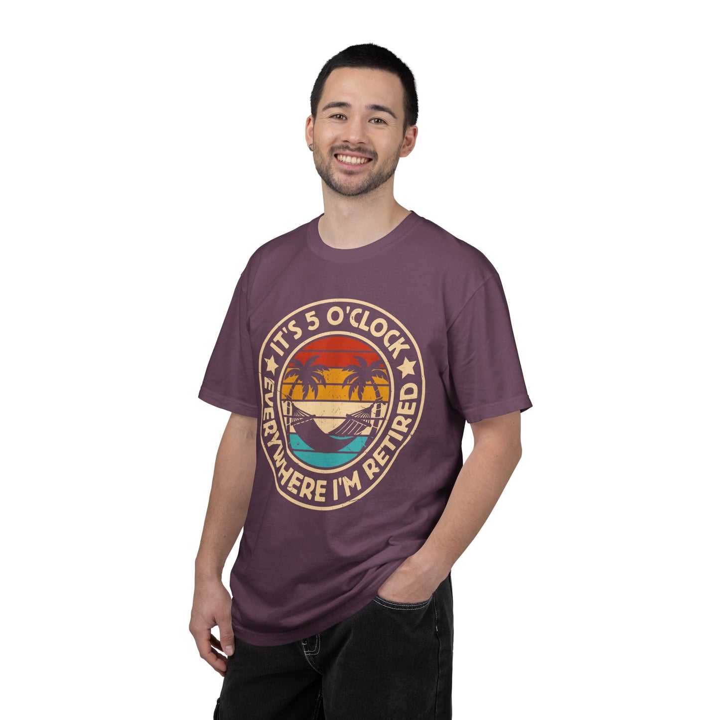 Retirement T-Shirt — "It's 5 O'Clock Everywhere I'm Retired" Beach Vintage Tee
