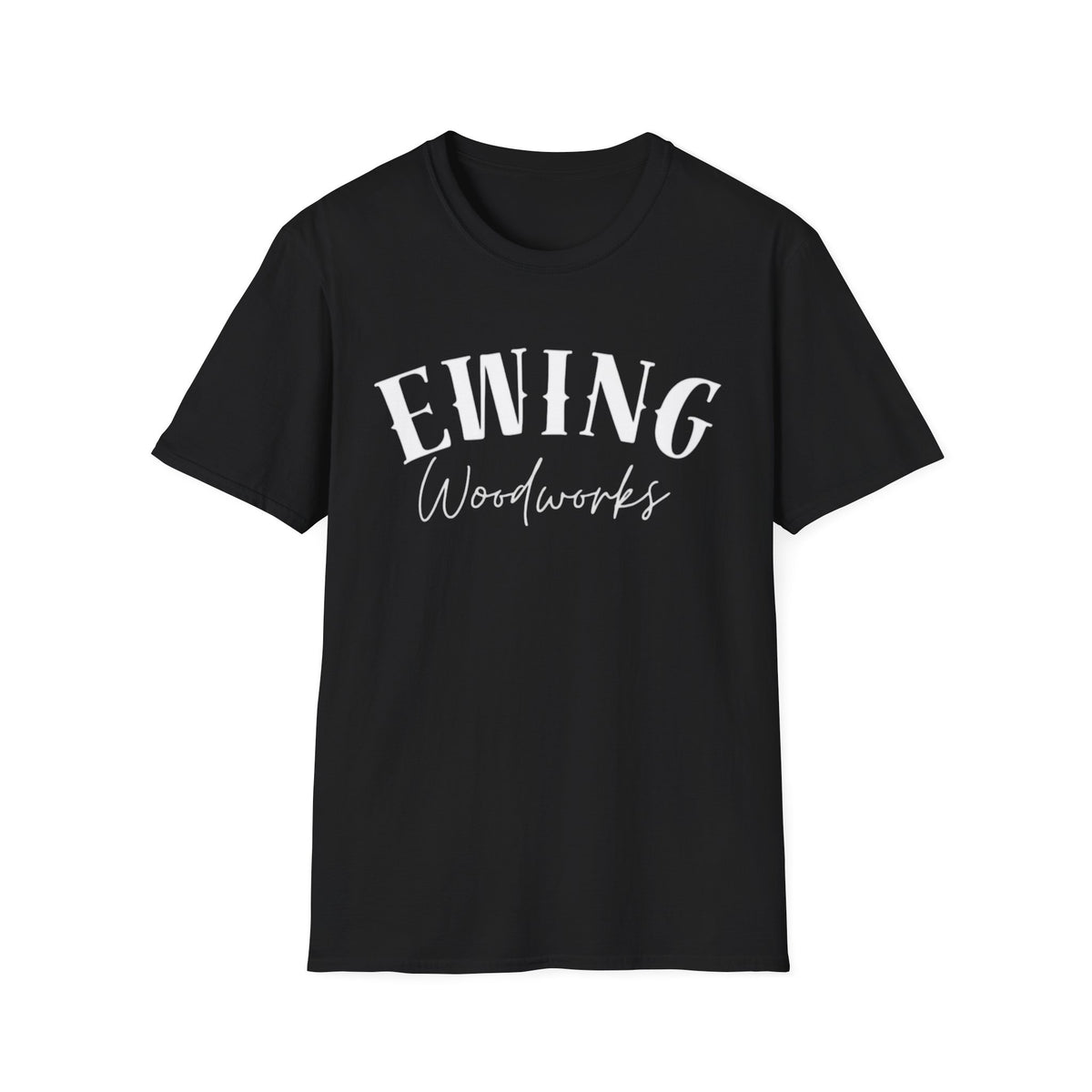 Ewing Woodworks T‑Shirt — Vintage Script Carpenter Logo Tee