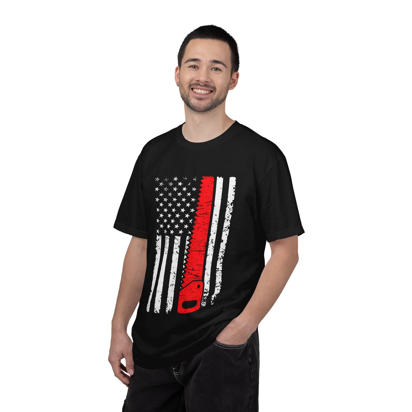 Chainsaw Thin Red Line American Flag T-Shirt