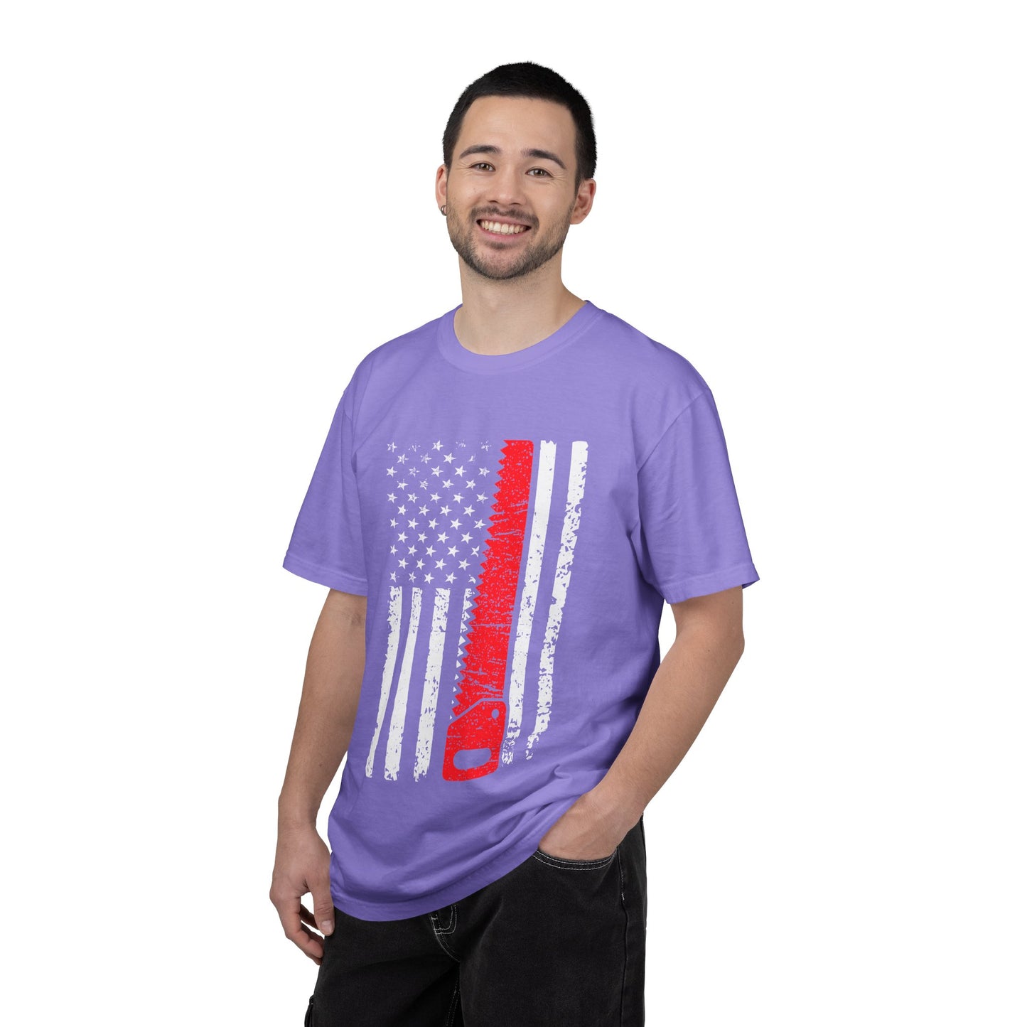 Chainsaw Thin Red Line American Flag T-Shirt