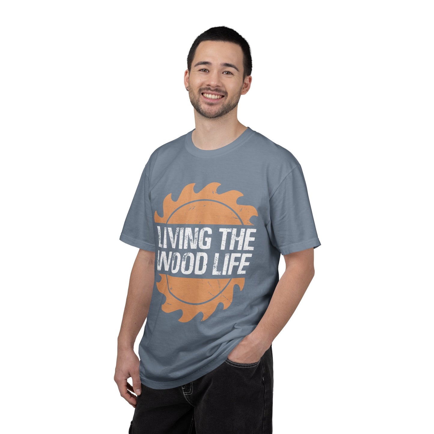 Living the Wood Life T-Shirt — Saw Blade Lumberjack Tee for Woodworkers & Outdoor Enthusiasts