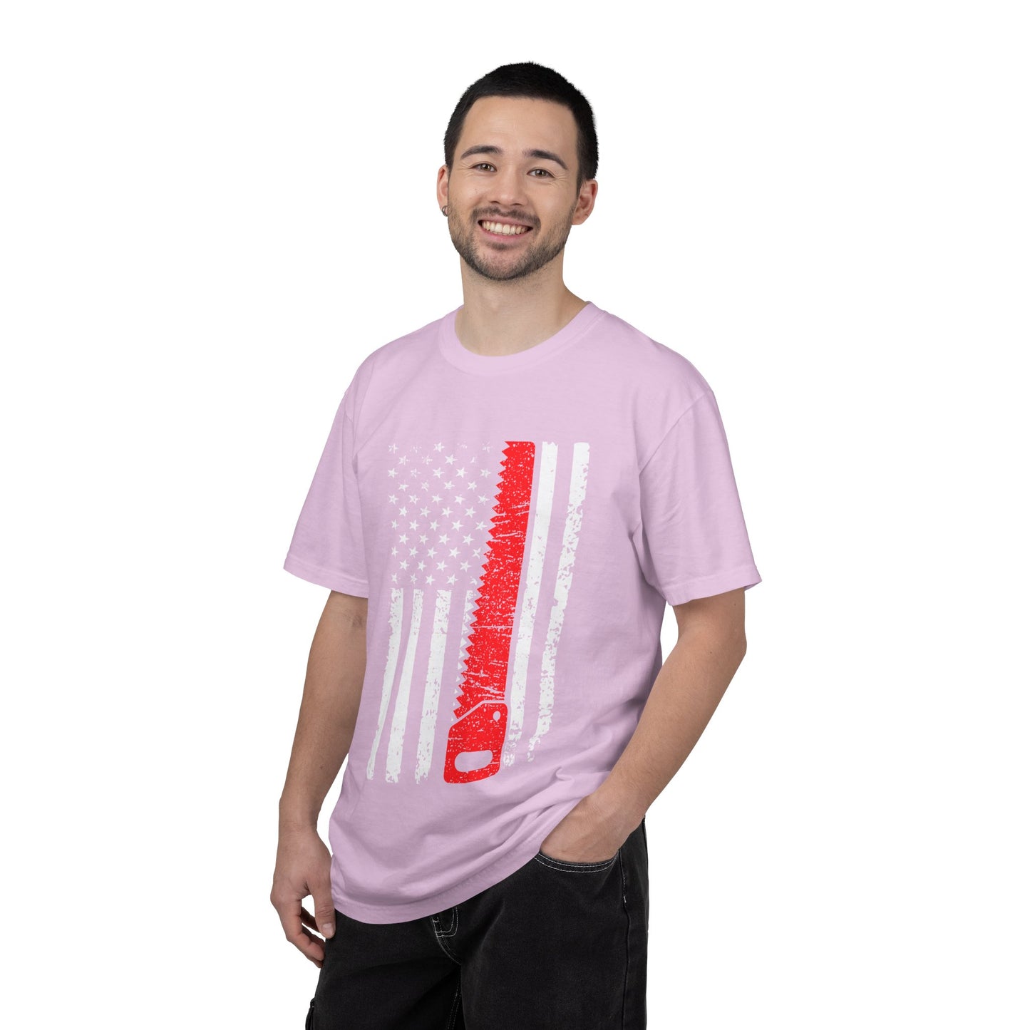 Chainsaw Thin Red Line American Flag T-Shirt