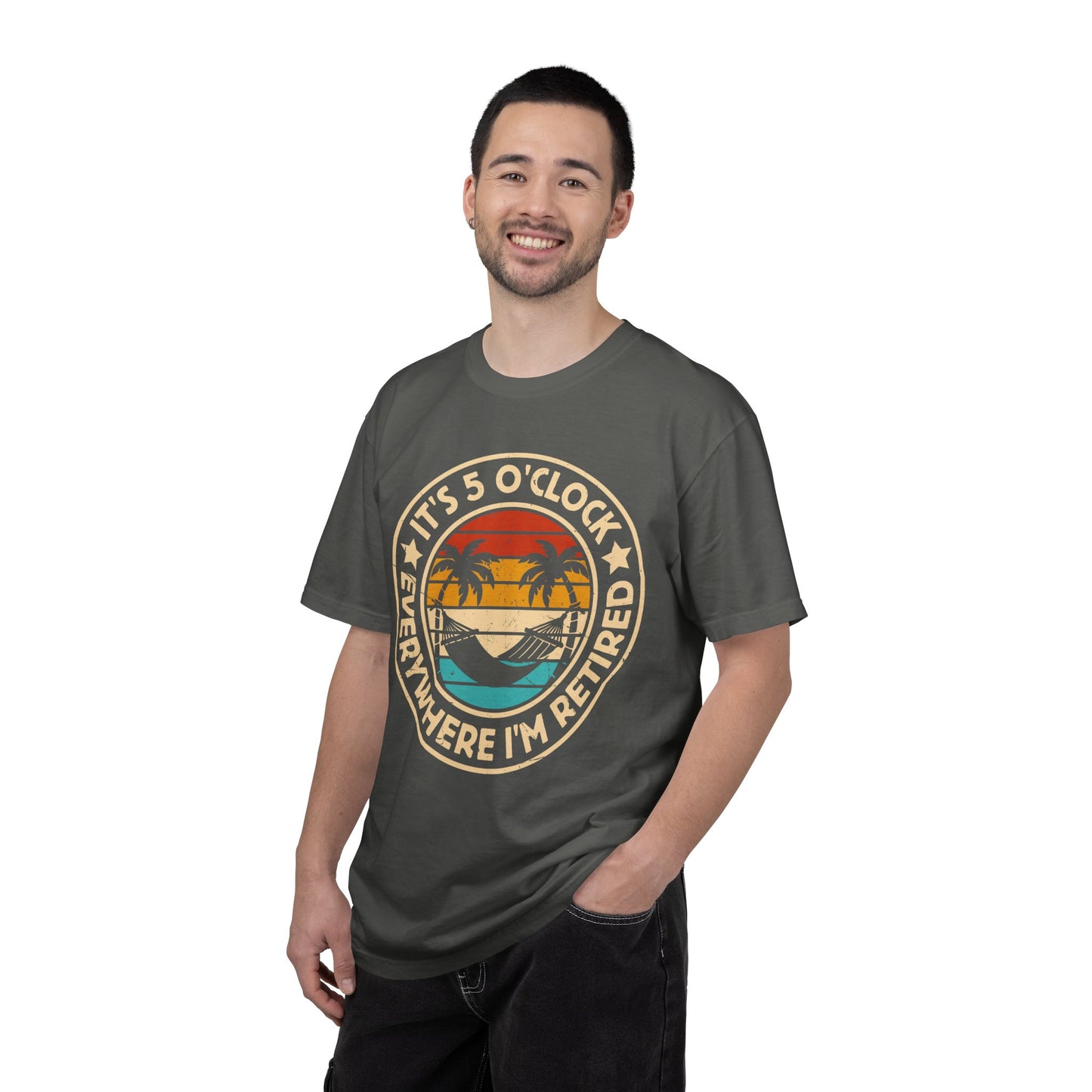 Retirement T-Shirt — "It's 5 O'Clock Everywhere I'm Retired" Beach Vintage Tee