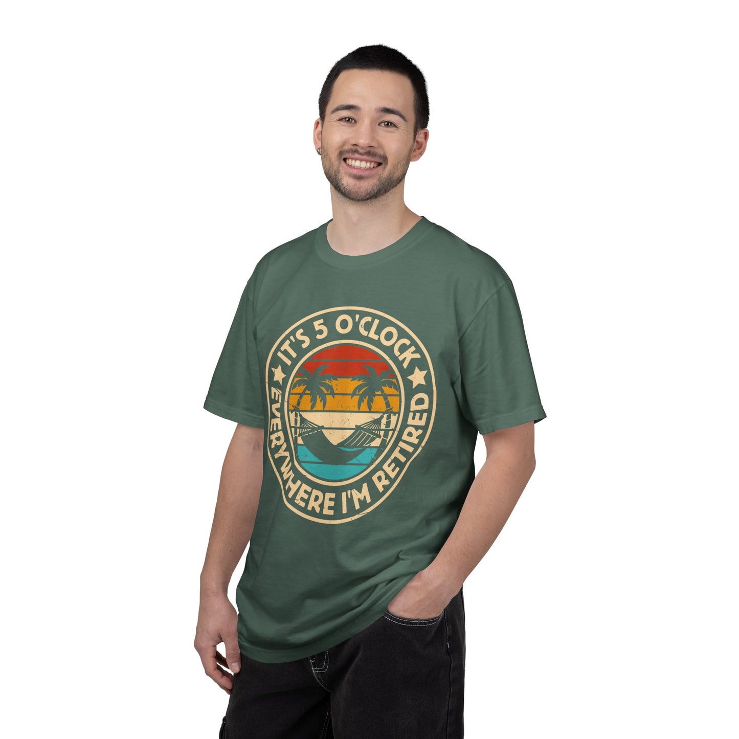 Retirement T-Shirt — "It's 5 O'Clock Everywhere I'm Retired" Beach Vintage Tee