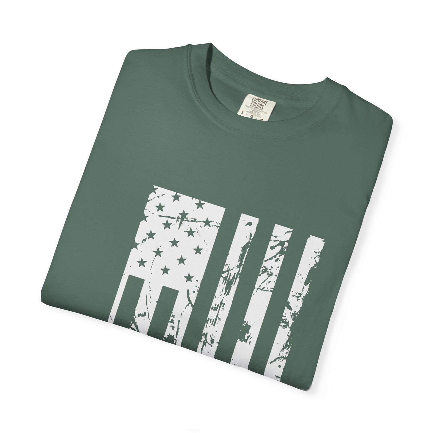 Lumberjack American Flag T-Shirt — Woodcutter Axe & Log Circle Graphic