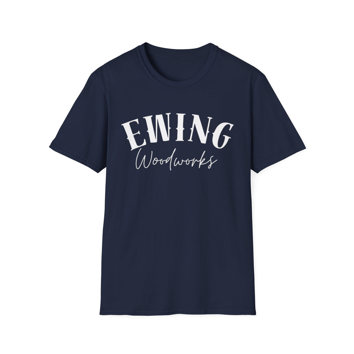 Ewing Woodworks T‑Shirt — Vintage Script Carpenter Logo Tee
