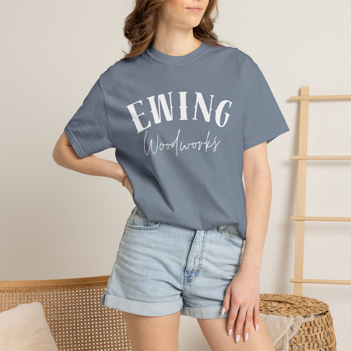 Ewing Woodworks Logo T-Shirt — Garment-Dyed Casual Tee