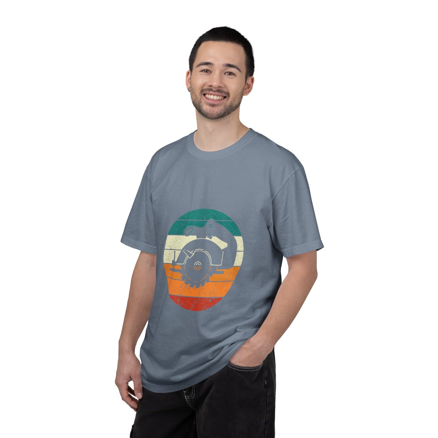 Retro Circular Saw T-Shirt — Vintage Carpenter Woodworker Tee