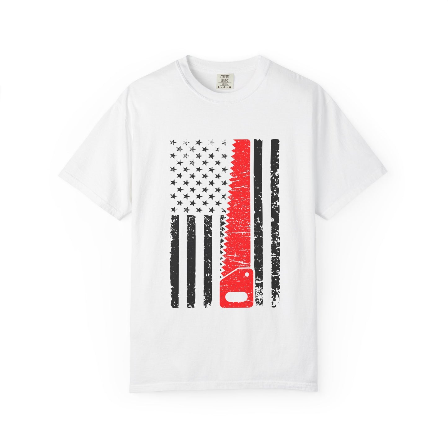 Saw Blade American Flag T-Shirt – Patriotic Carpenter / Woodworker Tee