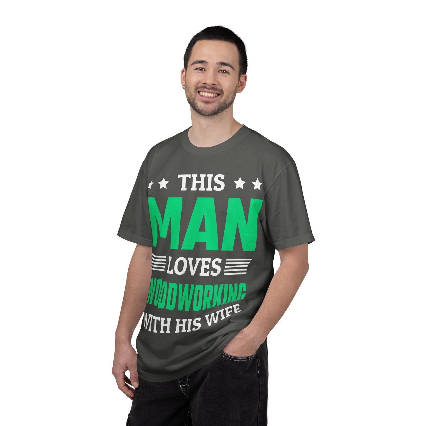 Woodworking T-Shirt — "This Man Loves Woodworking With His Wife" Gift