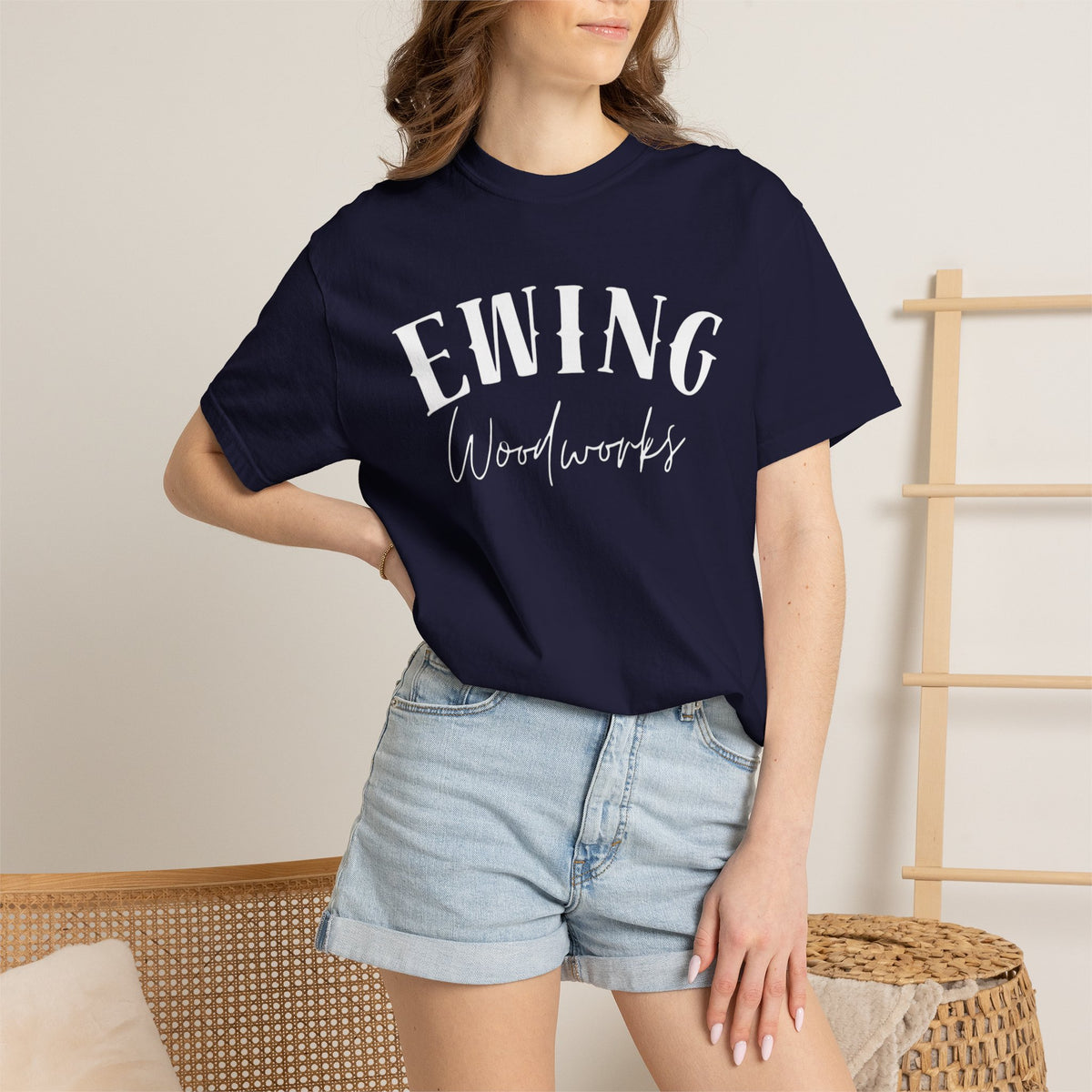 Ewing Woodworks Logo T-Shirt — Garment-Dyed Casual Tee