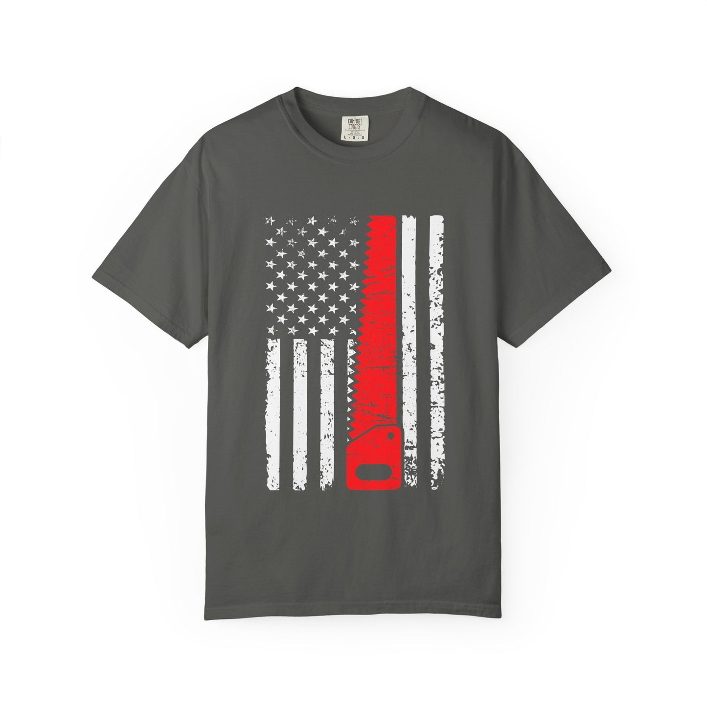 Chainsaw Thin Red Line American Flag T-Shirt