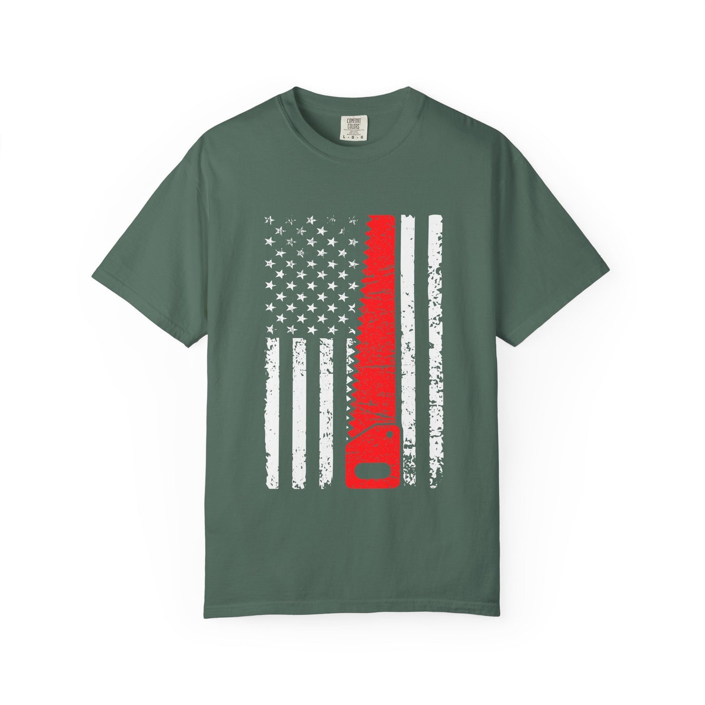 Chainsaw Thin Red Line American Flag T-Shirt