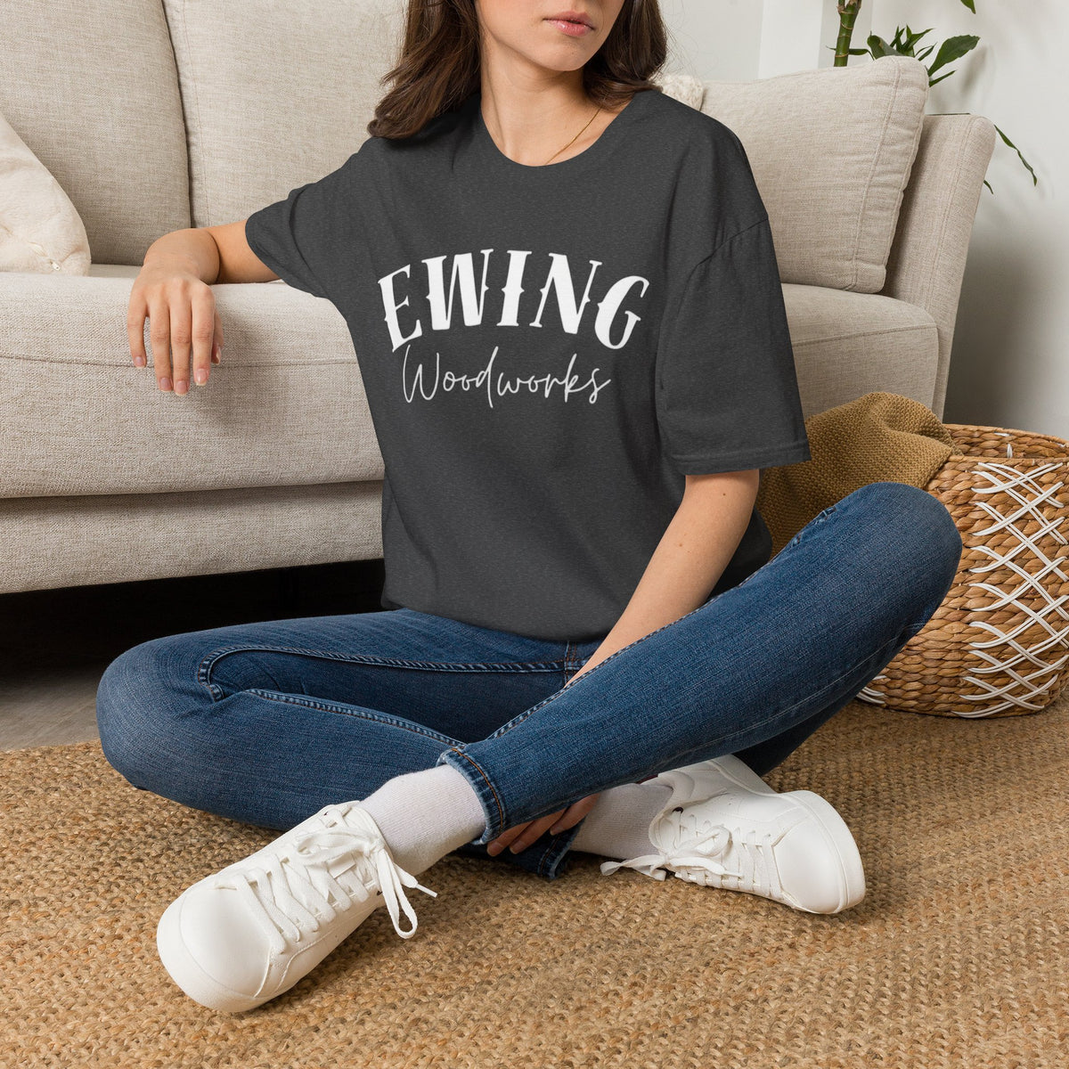 Ewing Woodworks T‑Shirt — Vintage Script Carpenter Logo Tee