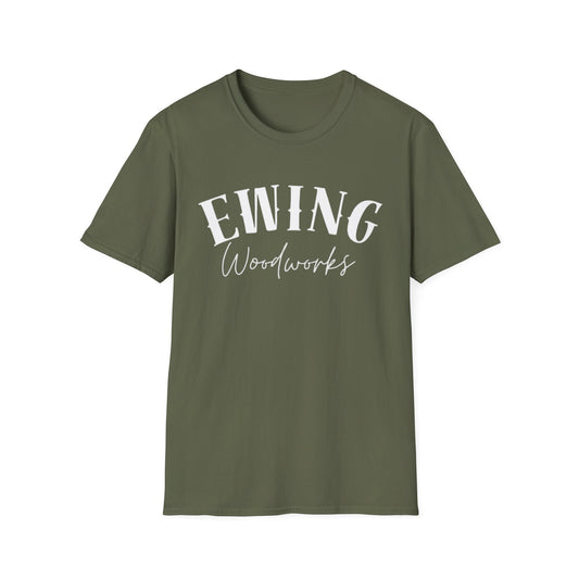 Ewing Woodworks T‑Shirt — Vintage Script Carpenter Logo Tee