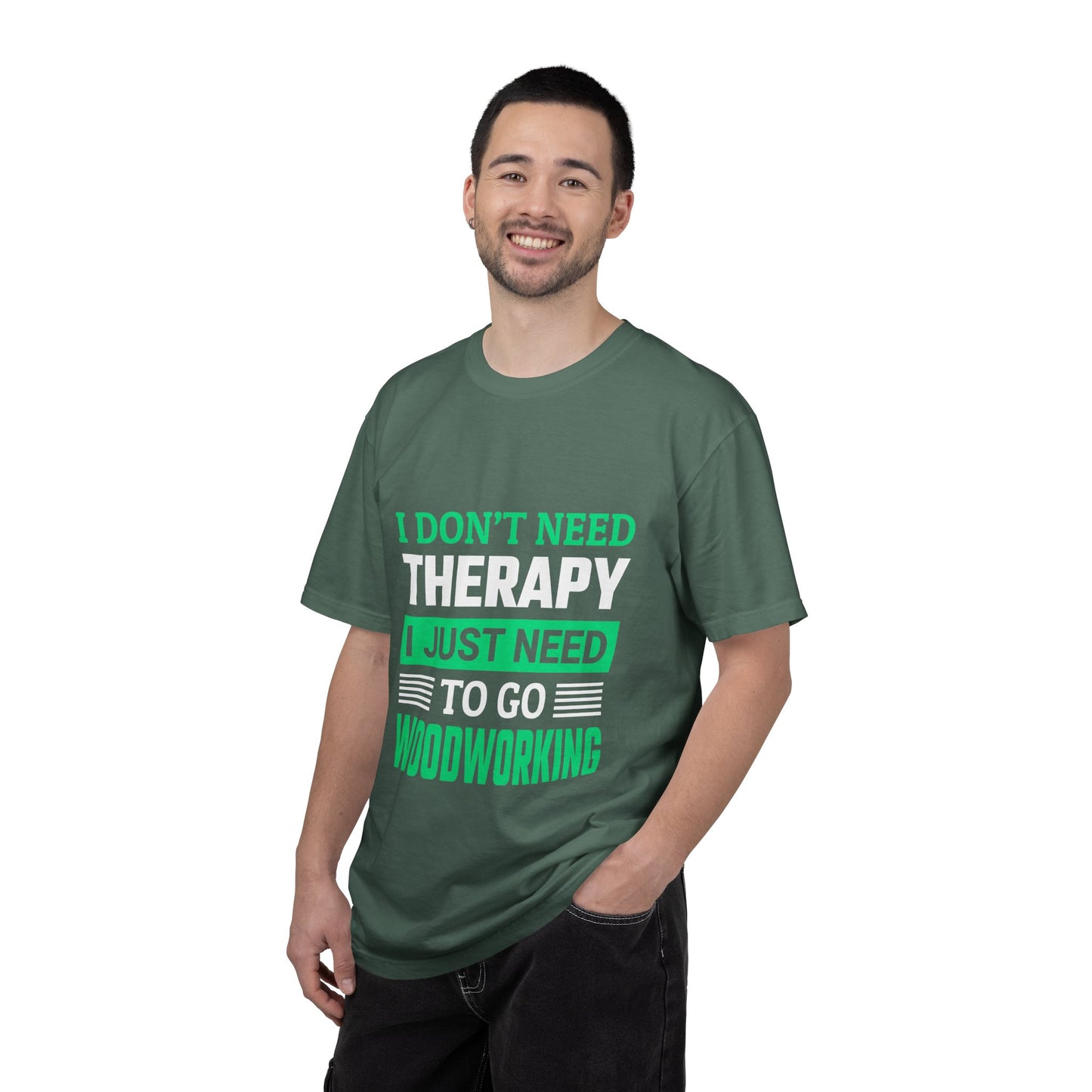 Woodworking T-Shirt — "I Don't Need Therapy I Just Need To Go Woodworking" Graphic Tee