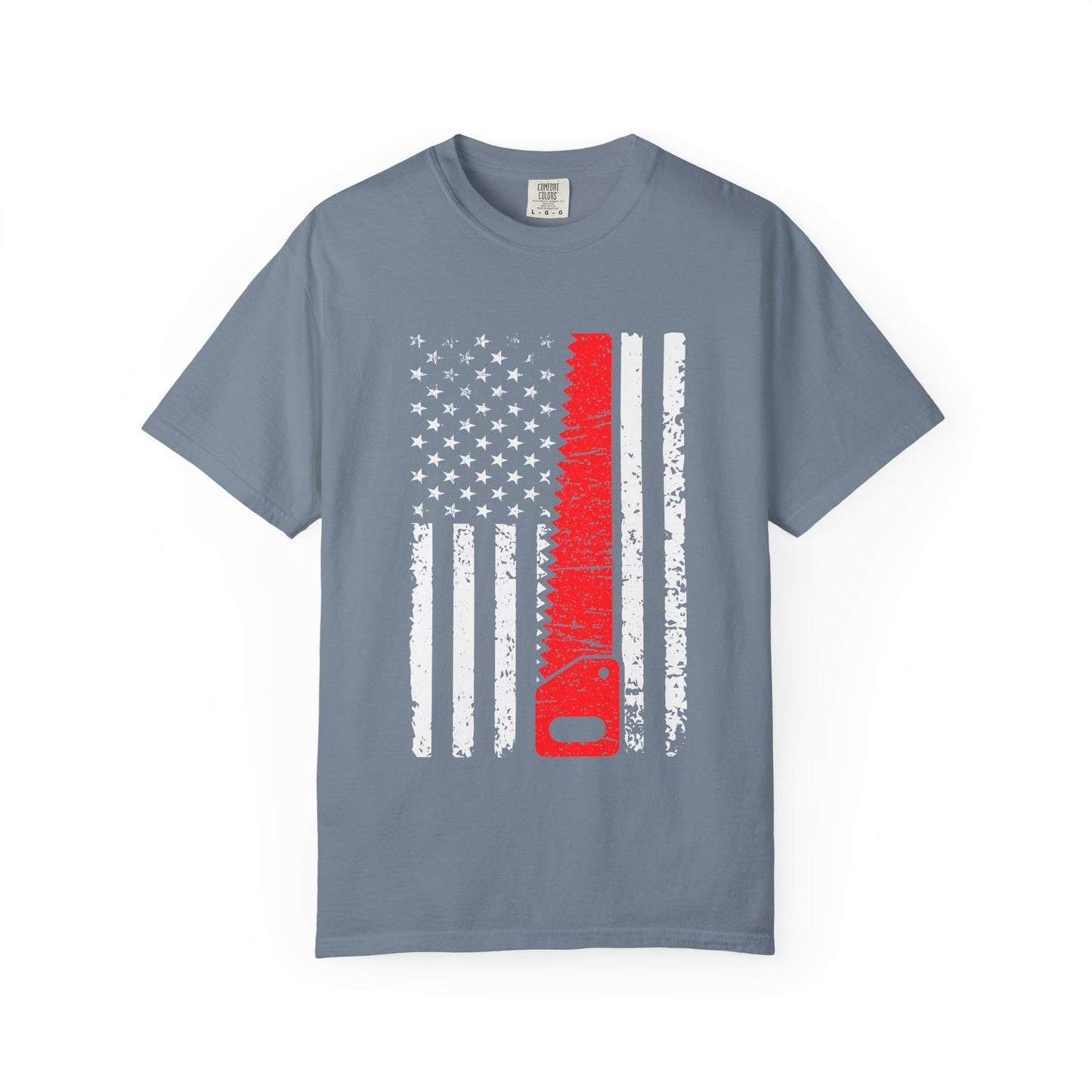 Chainsaw Thin Red Line American Flag T-Shirt