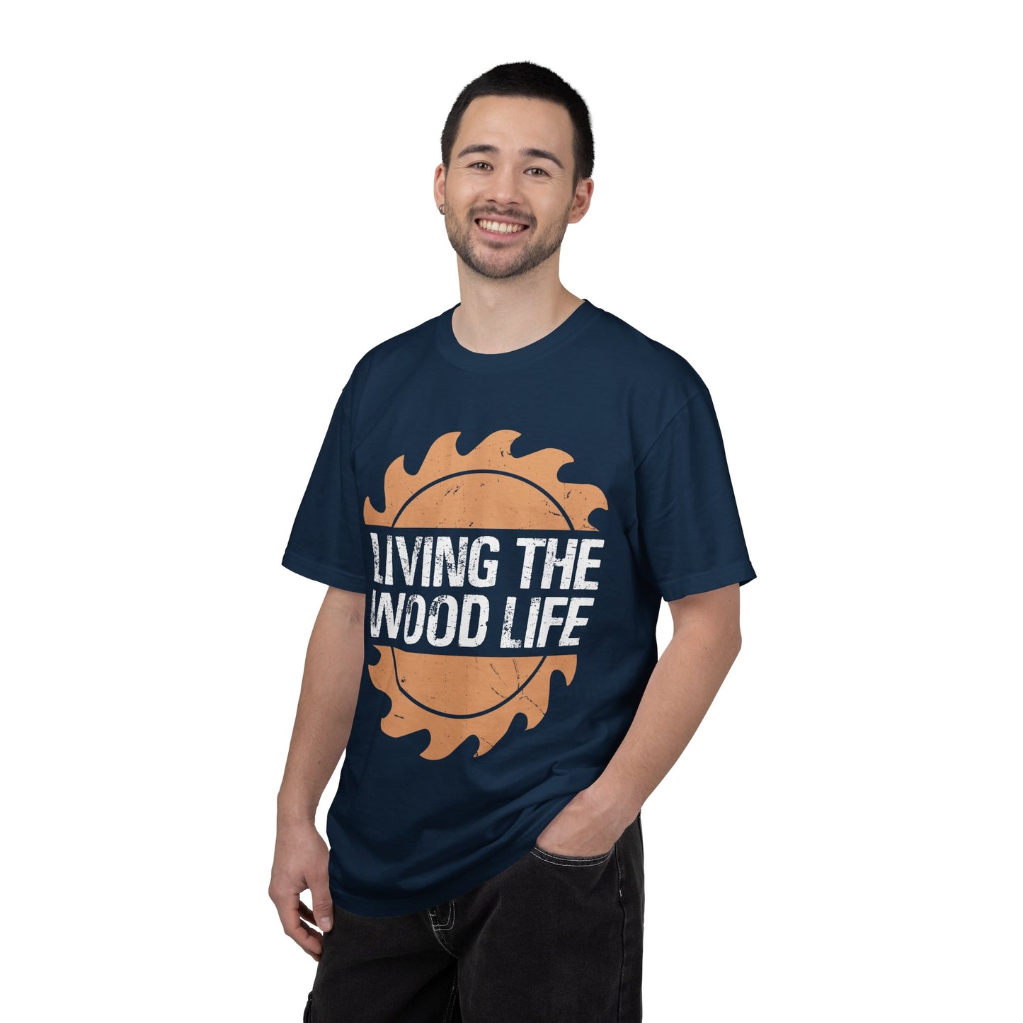 Living the Wood Life T-Shirt — Saw Blade Lumberjack Tee for Woodworkers & Outdoor Enthusiasts