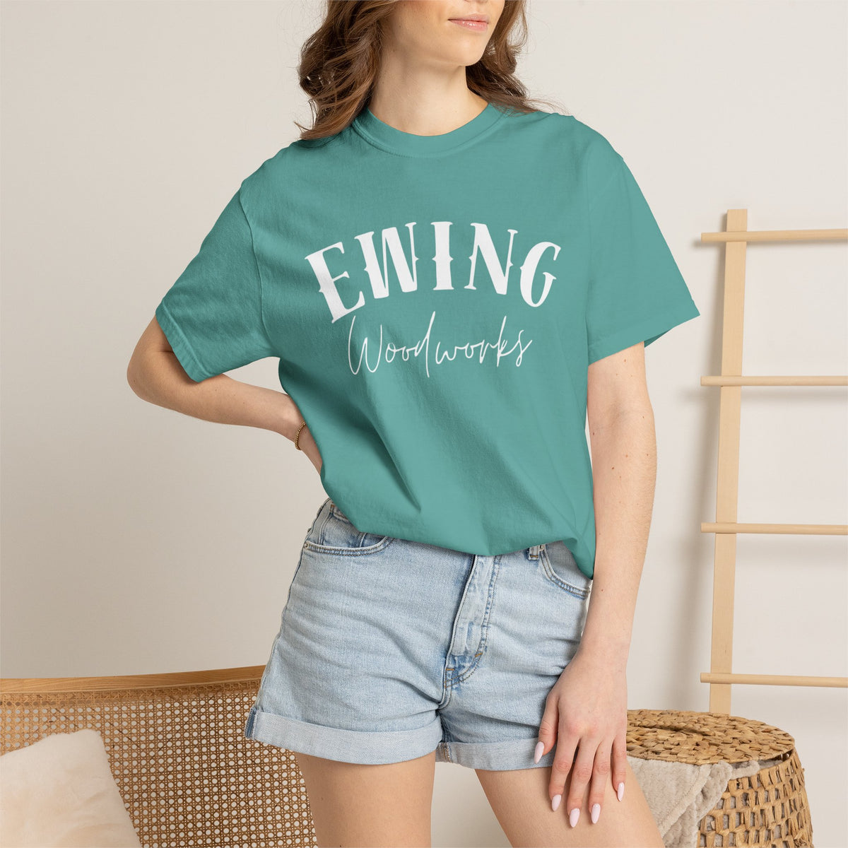 Ewing Woodworks Logo T-Shirt — Garment-Dyed Casual Tee