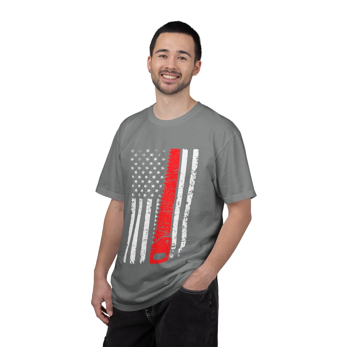 Chainsaw Thin Red Line American Flag T-Shirt
