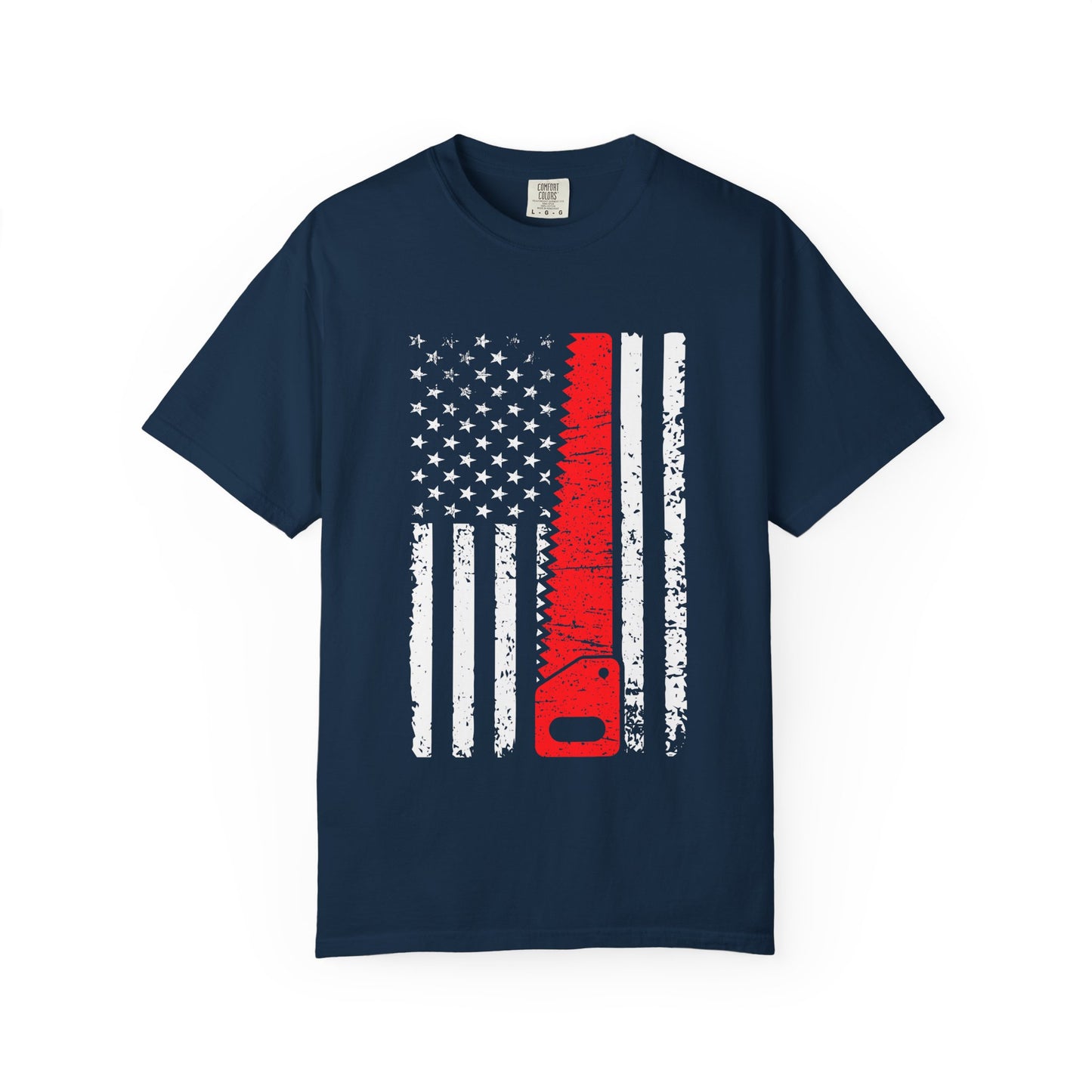 Chainsaw Thin Red Line American Flag T-Shirt