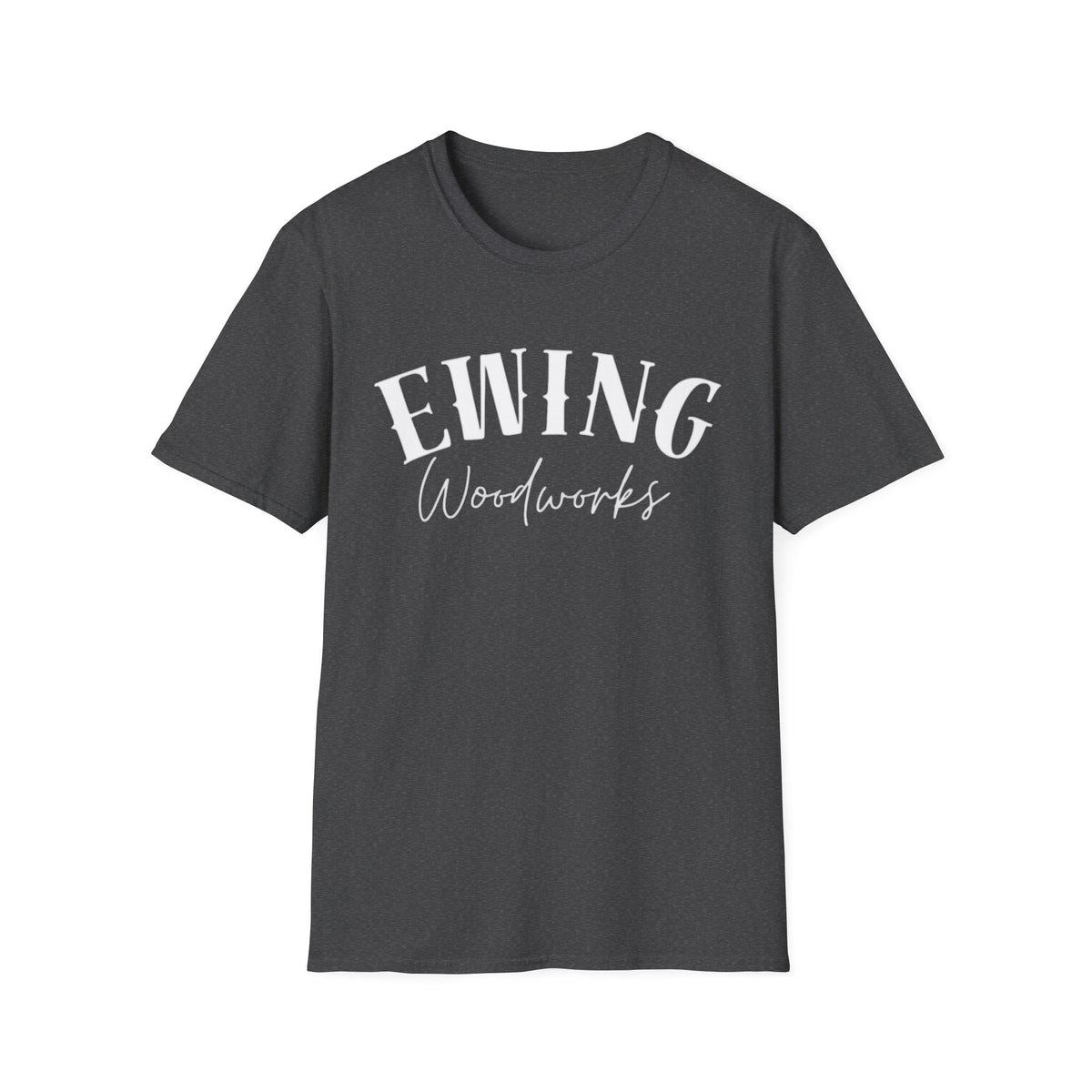 Ewing Woodworks T‑Shirt — Vintage Script Carpenter Logo Tee