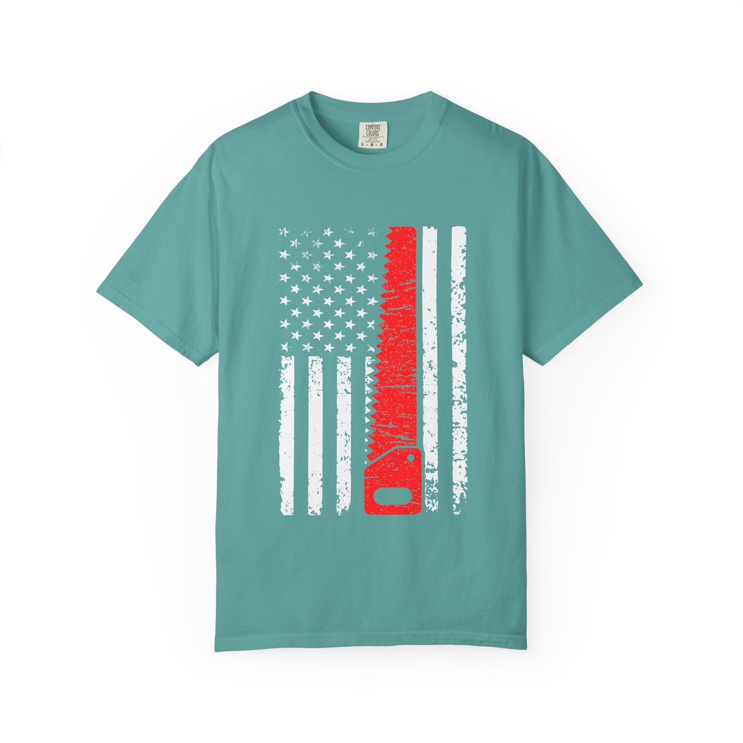 Chainsaw Thin Red Line American Flag T-Shirt
