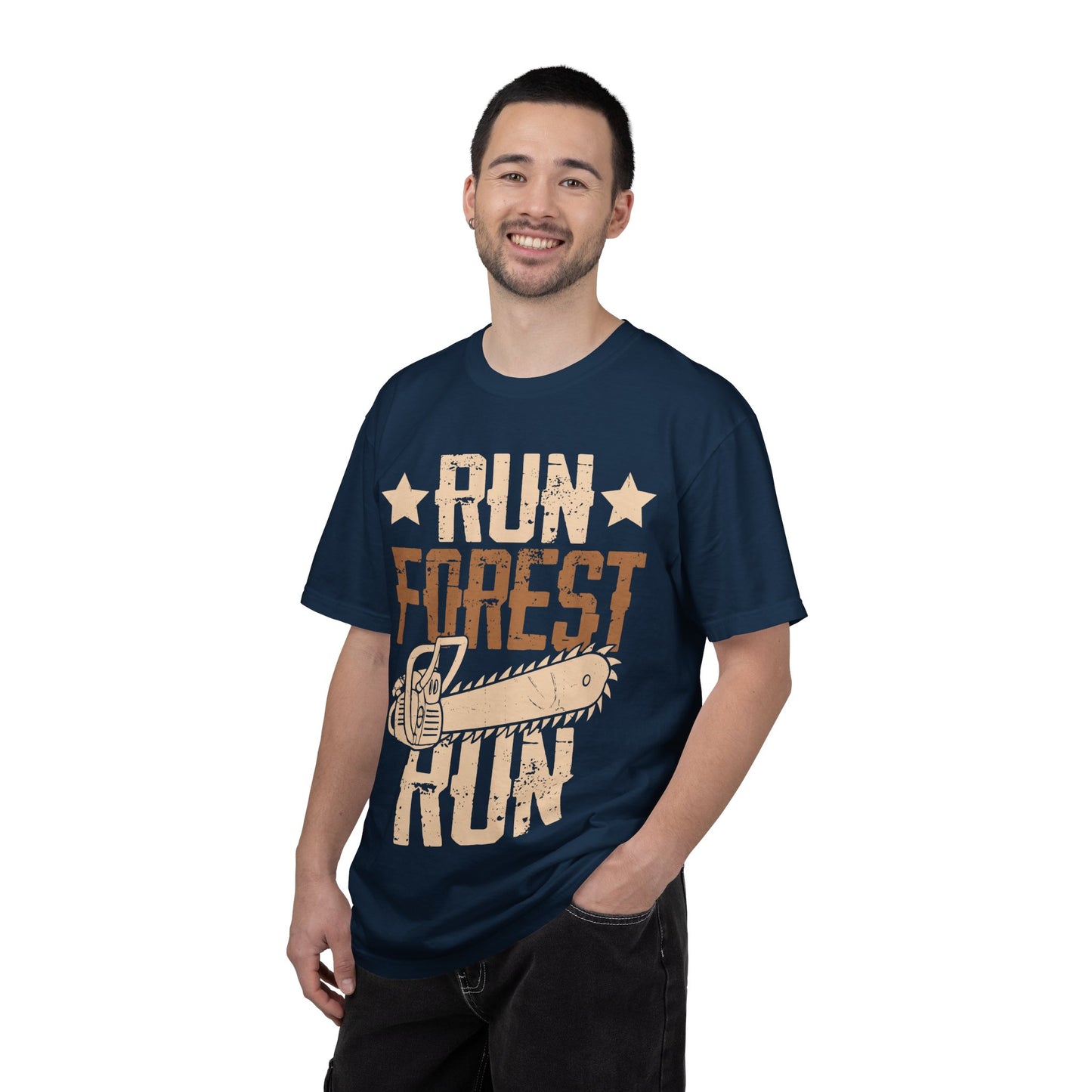 Run Forest Run Chainsaw T-Shirt — Funny Retro Lumberjack Tee