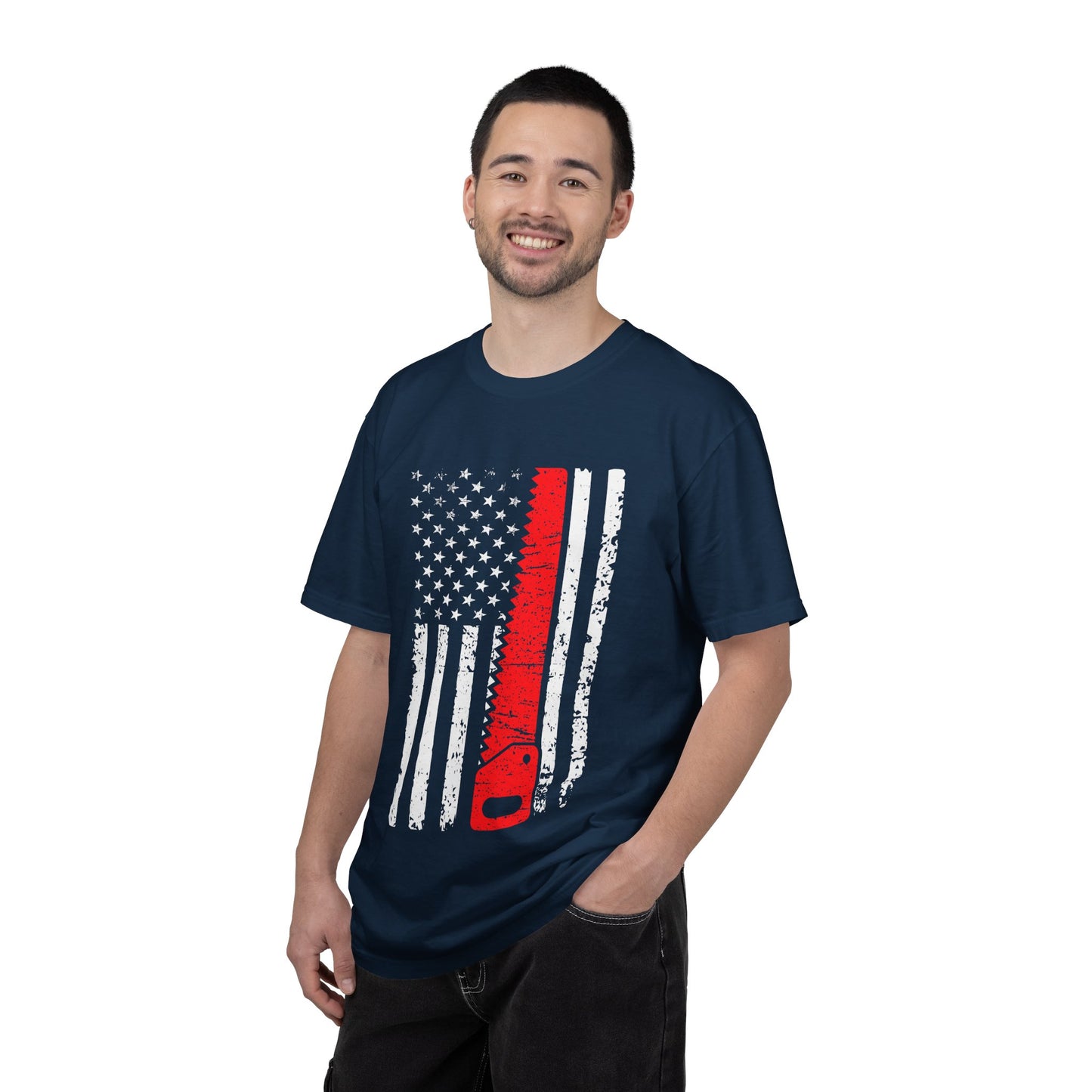 Chainsaw Thin Red Line American Flag T-Shirt