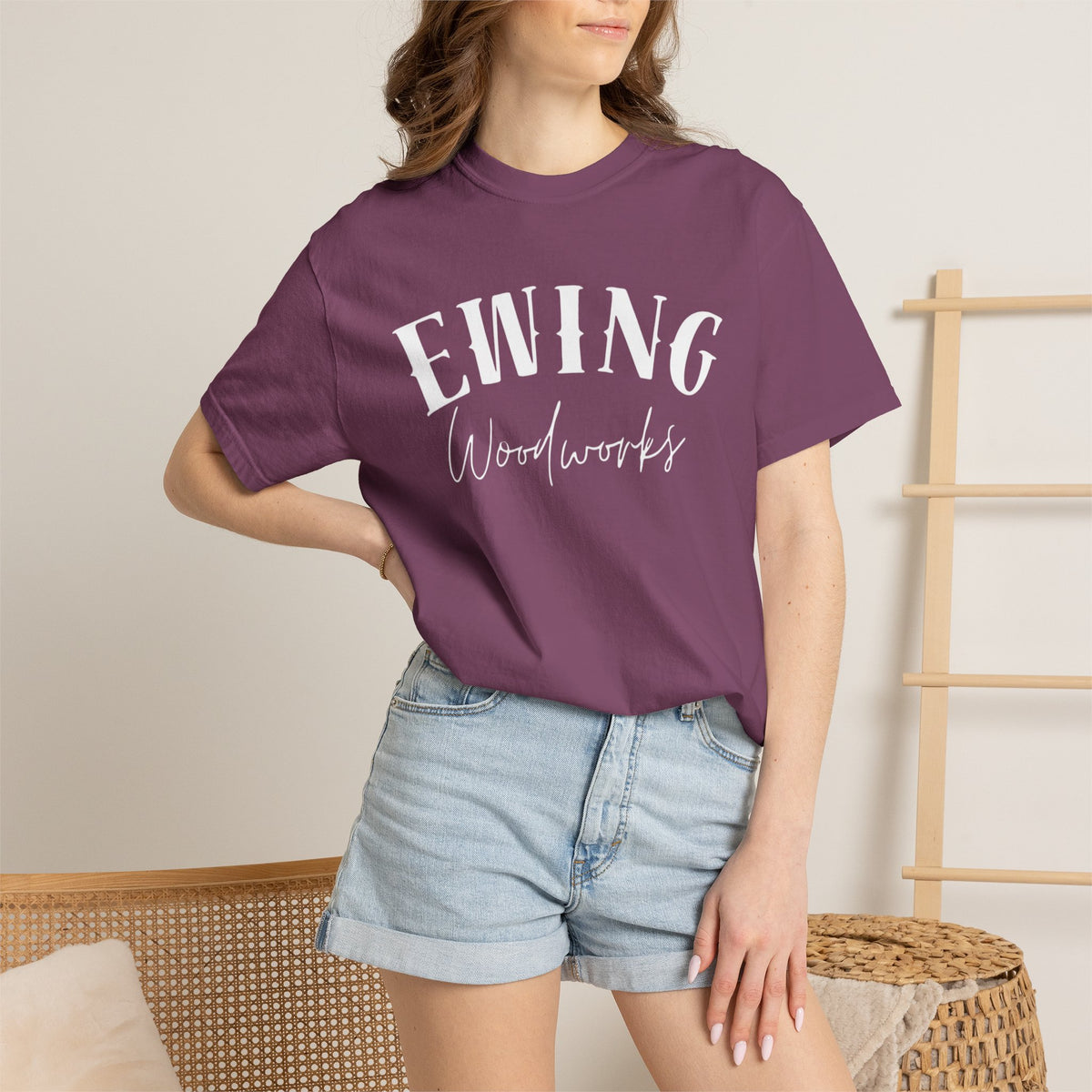 Ewing Woodworks Logo T-Shirt — Garment-Dyed Casual Tee