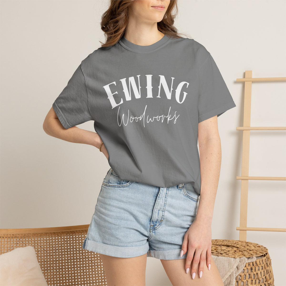 Ewing Woodworks Logo T-Shirt — Garment-Dyed Casual Tee