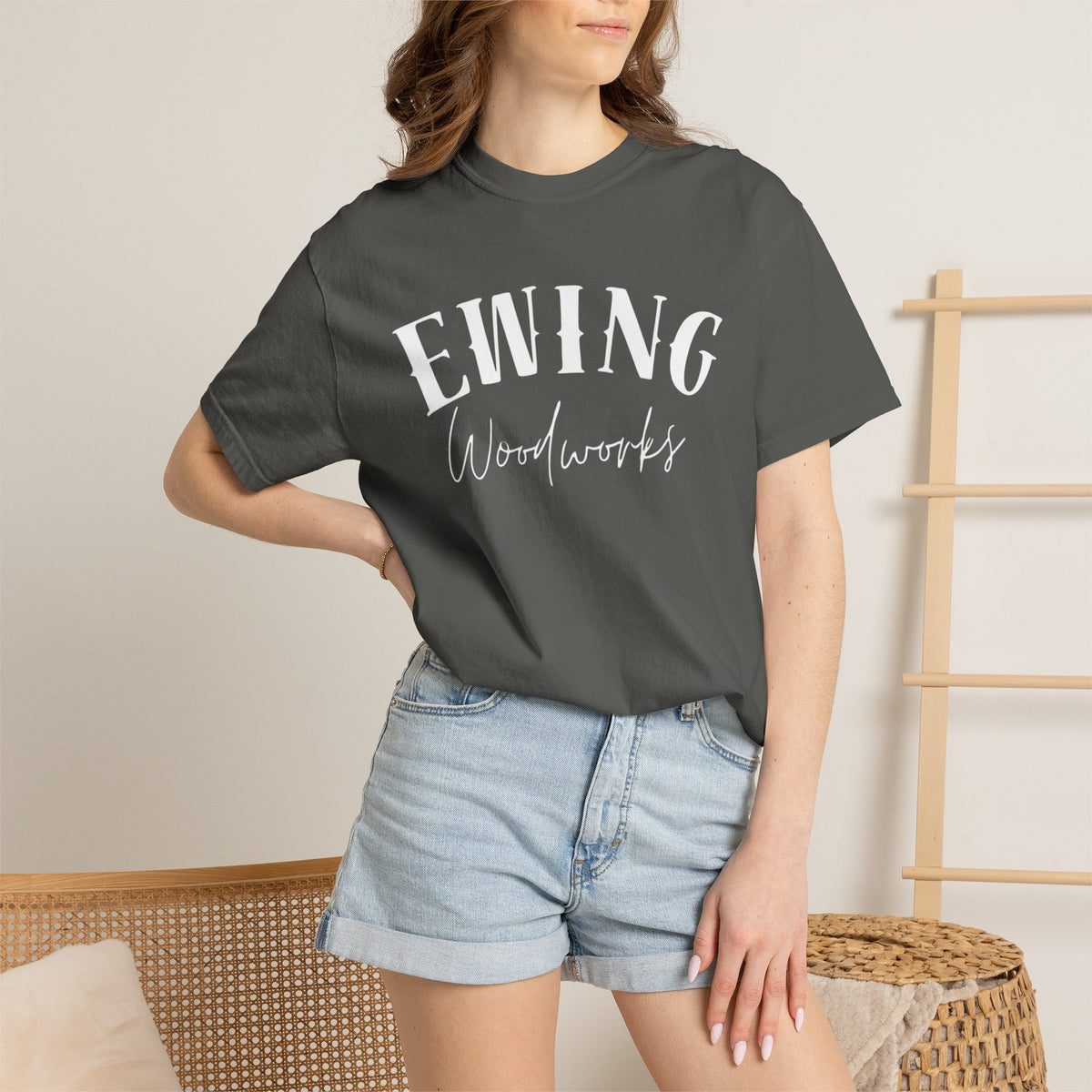 Ewing Woodworks Logo T-Shirt — Garment-Dyed Casual Tee