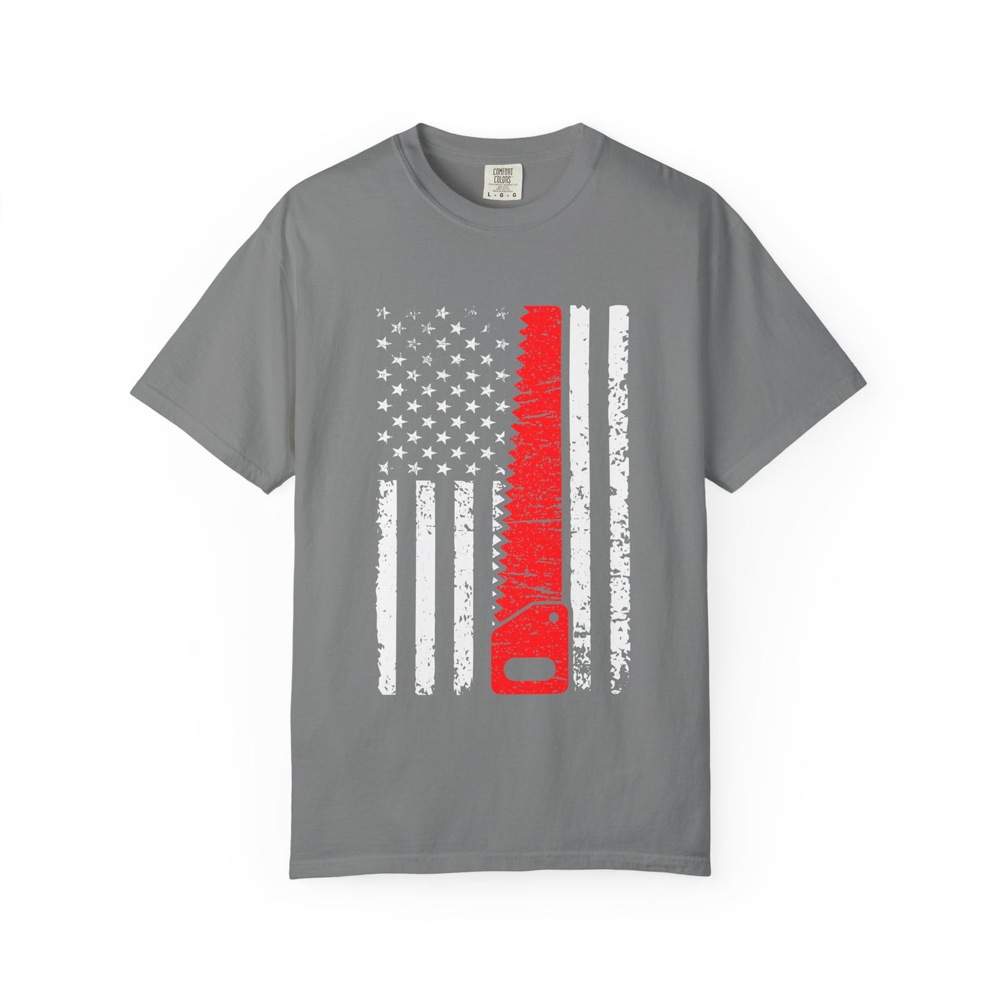 Chainsaw Thin Red Line American Flag T-Shirt