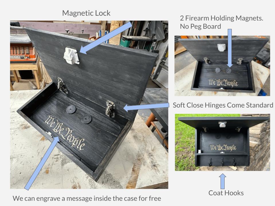 Personalized American Flag Concealment Case with Coat Hooks – Secure Storage for Handguns & Valuables