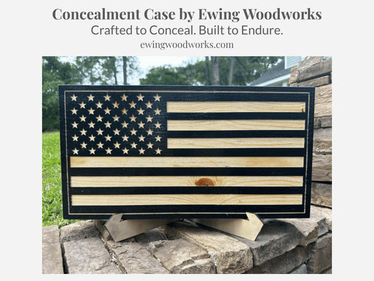 Personalized American Flag Concealment Case – Secure Storage for Handguns &amp; Valuables