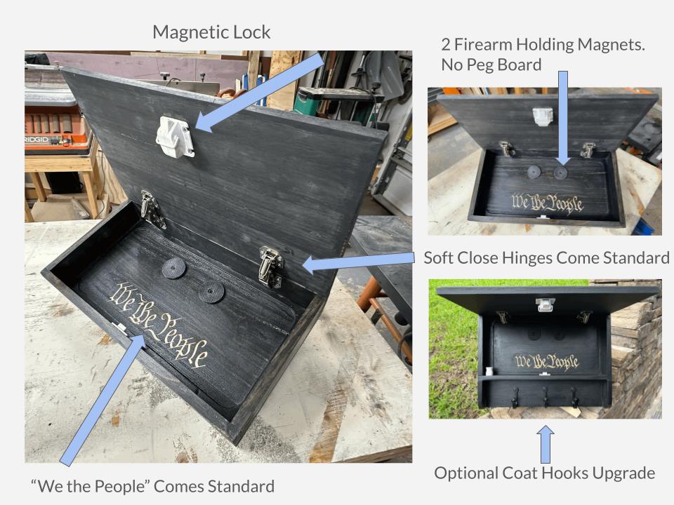 Personalized American Flag Concealment Case with Coat Hooks – Secure Storage for Handguns & Valuables