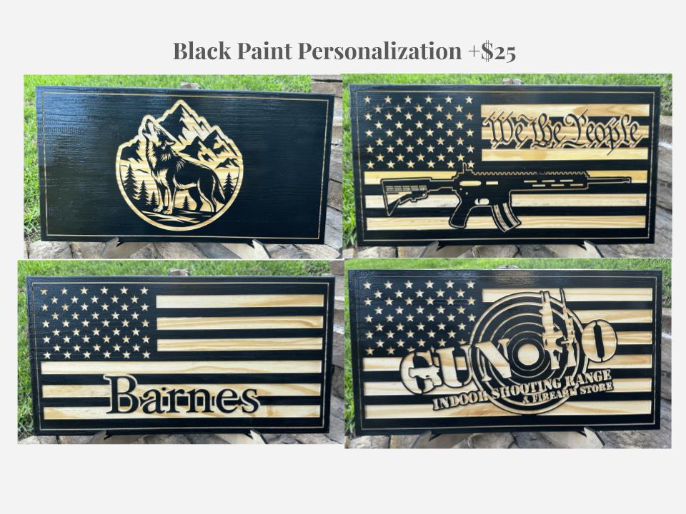 Personalized American Flag Concealment Case with Coat Hooks – Secure Storage for Handguns & Valuables