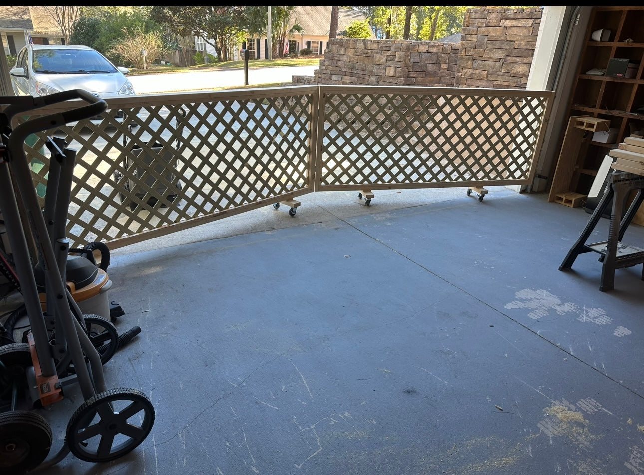 Rolling Garage Dog Fence – 16' Long – Made to Order