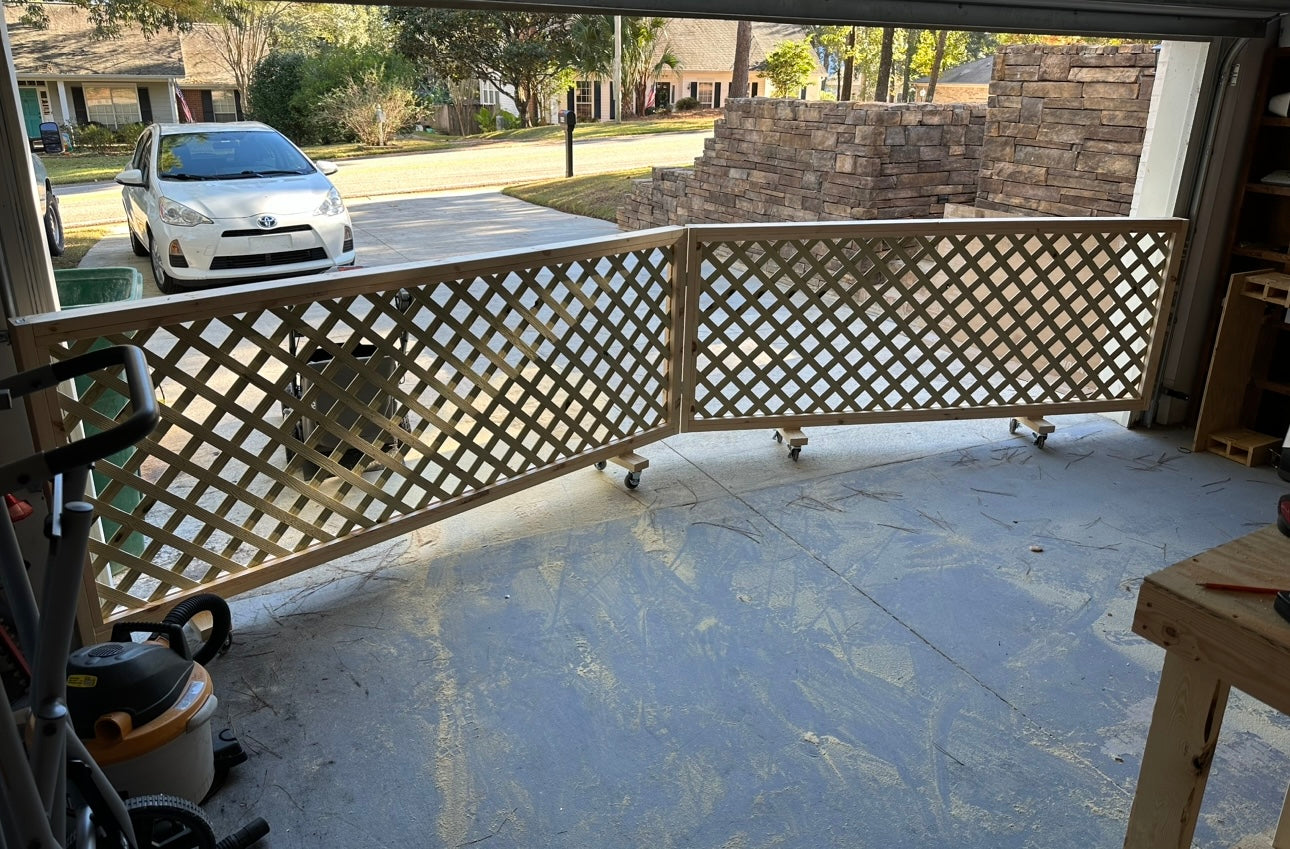 Rolling Garage Dog Fence – 16' Long – Made to Order