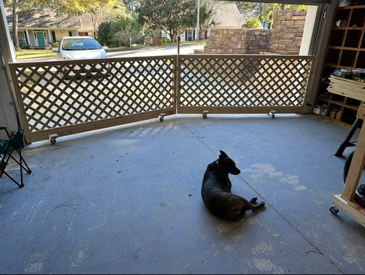 Rolling Garage Dog Fence – 16' Long – Made to Order