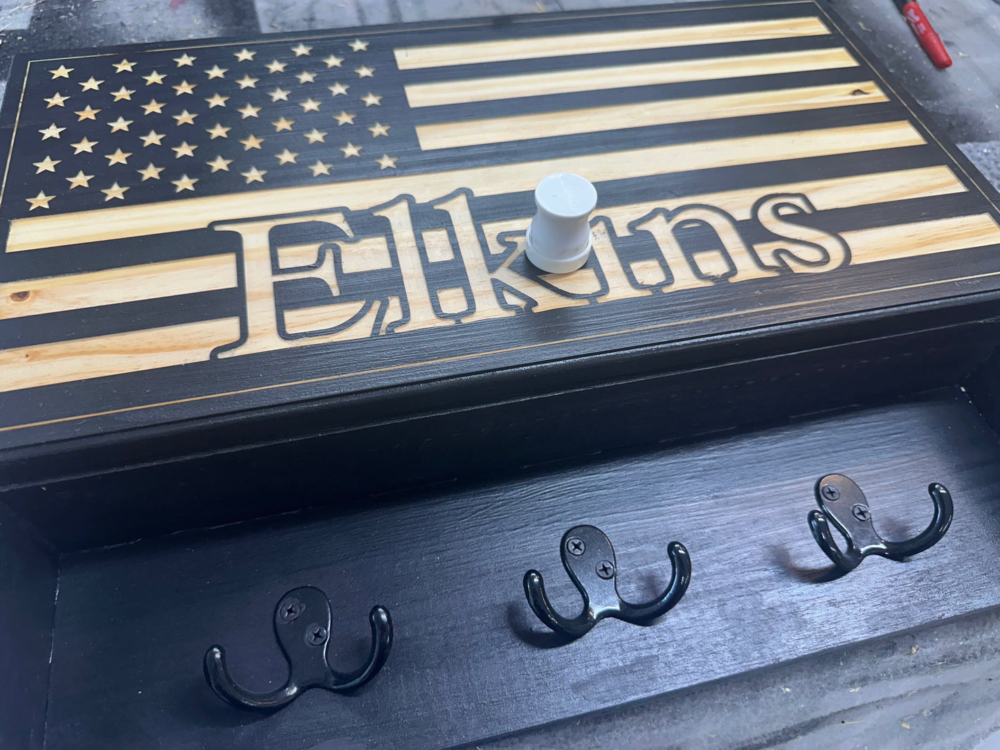 Custom American Flag Handgun Concealment Case with Coat Hooks – Made to Order