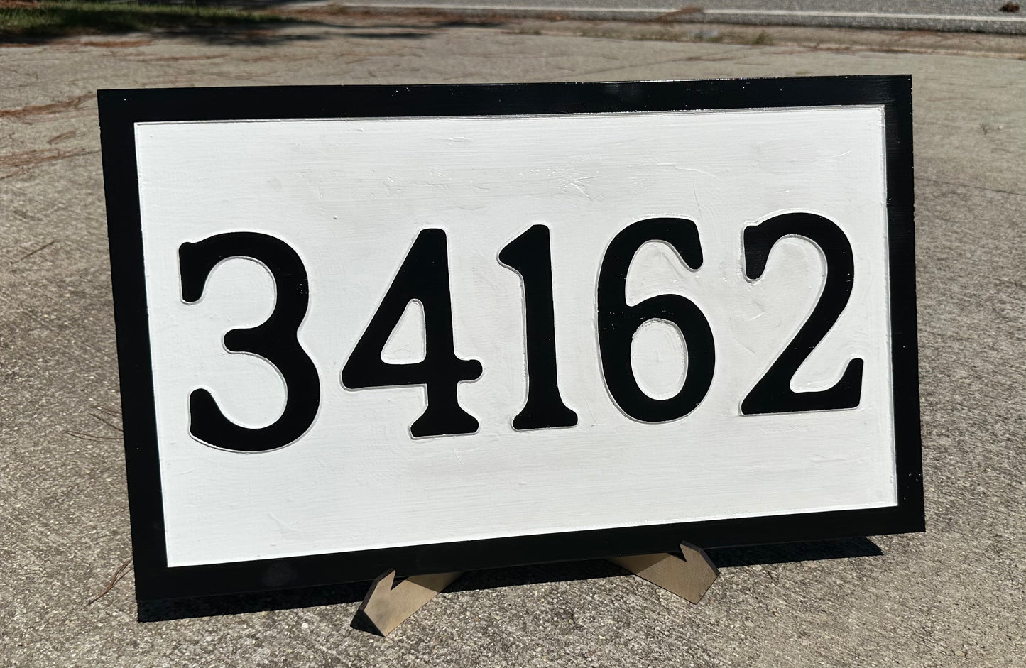 Large Wooden Address Sign – Modern Black & White House Numbers – 15x25 Outdoor Decor