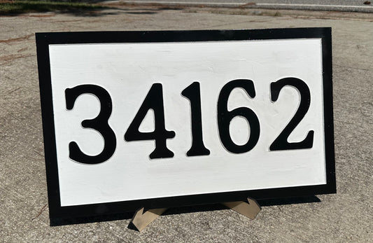 Large Wooden Address Sign – Modern Black & White House Numbers – 15x25 Outdoor Decor