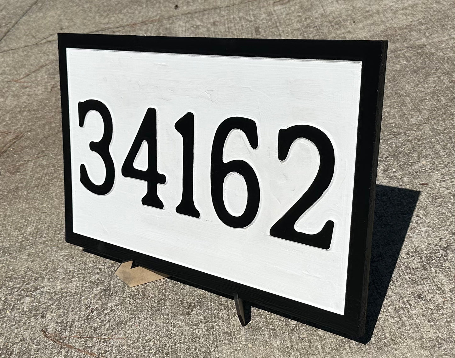 Large Wooden Address Sign – Modern Black & White House Numbers – 15x25 Outdoor Decor